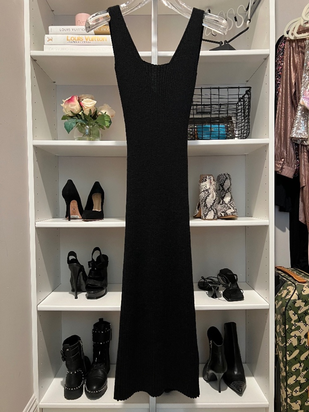 AMADI - Knit Midi Dress - Black - Size XS